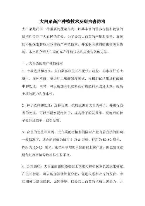 大白菜高产种植技术及病虫害防治