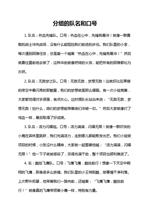 分组的队名和口号