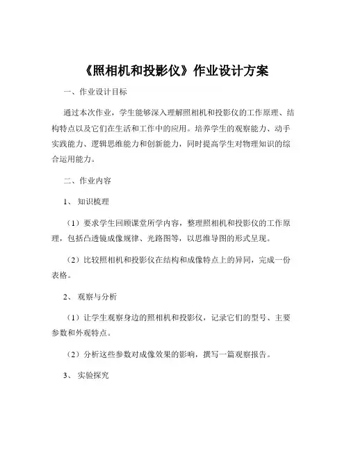 《照相机和投影仪》作业设计方案