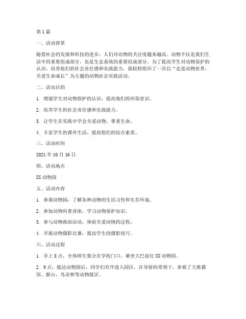 动物社会实践活动(3篇)