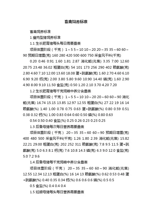畜禽饲养标准