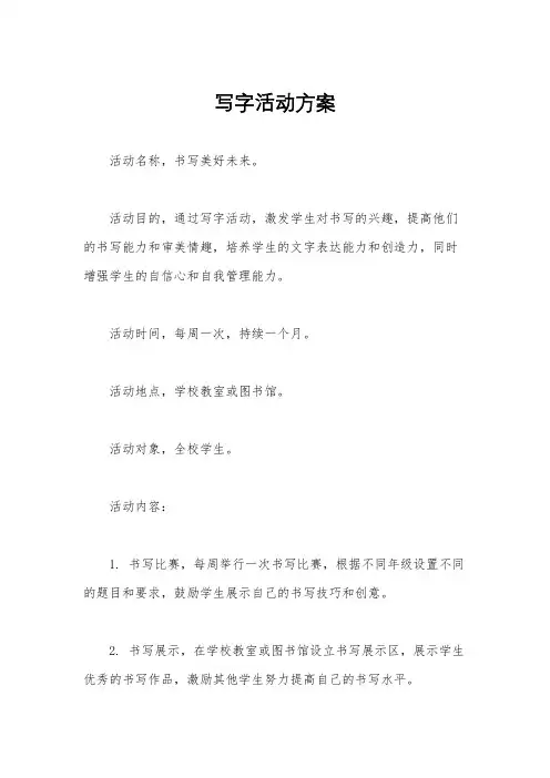 写字活动方案