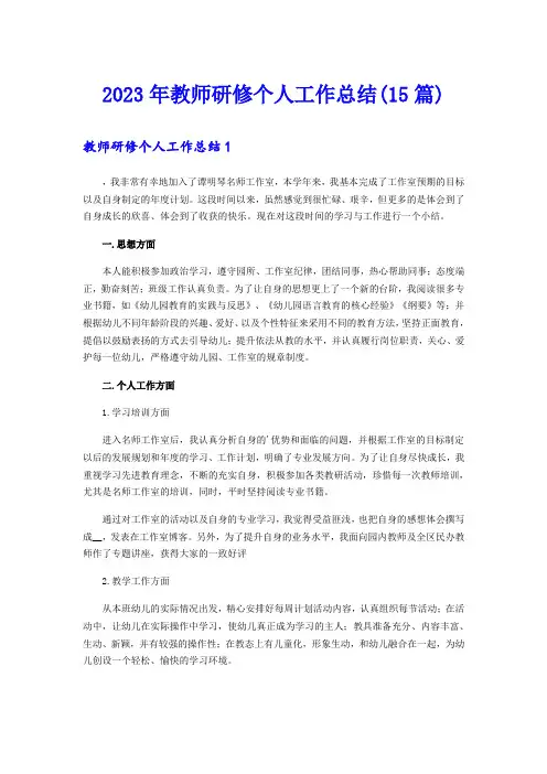 2023年教师研修个人工作总结(15篇)