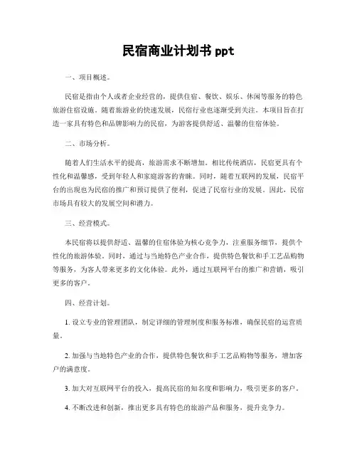 民宿商业计划书ppt