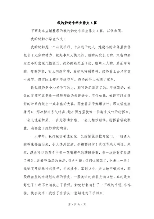 我的奶奶小学生作文4篇