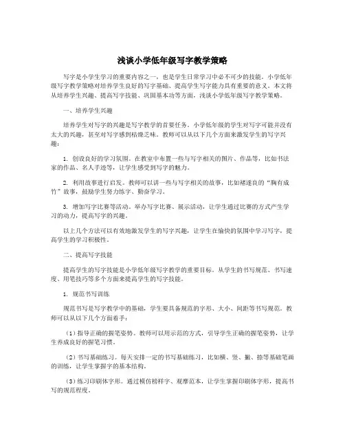 浅谈小学低年级写字教学策略