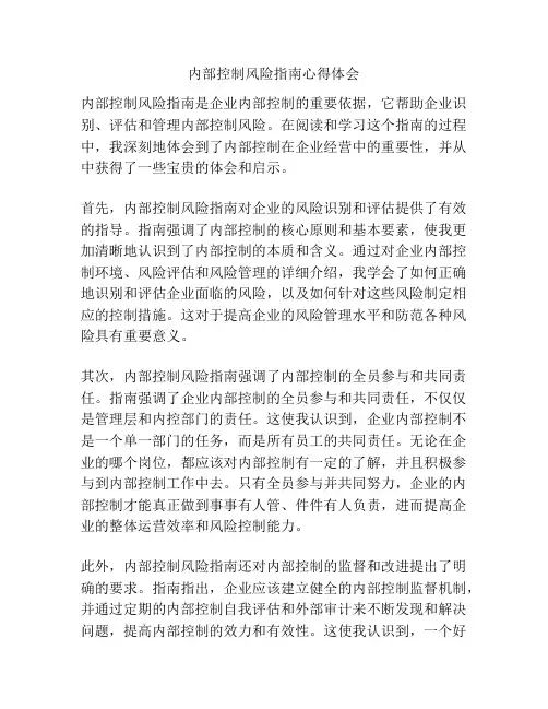 内部控制风险指南心得体会
