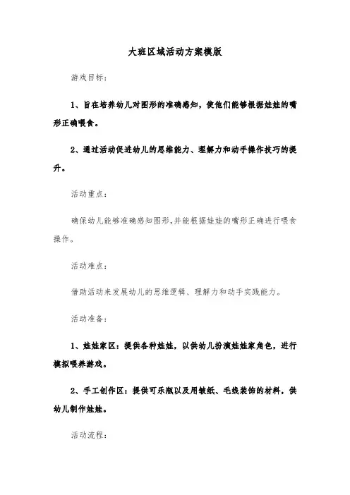 大班区域活动方案模版（三篇）