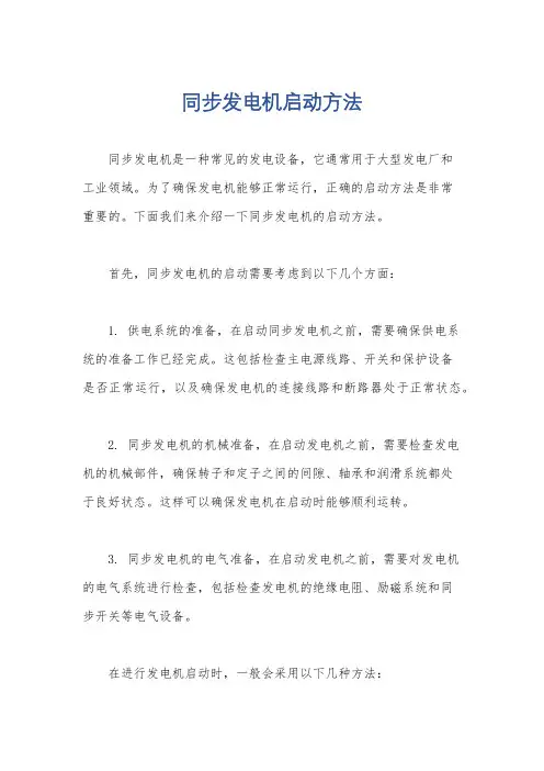 同步发电机启动方法