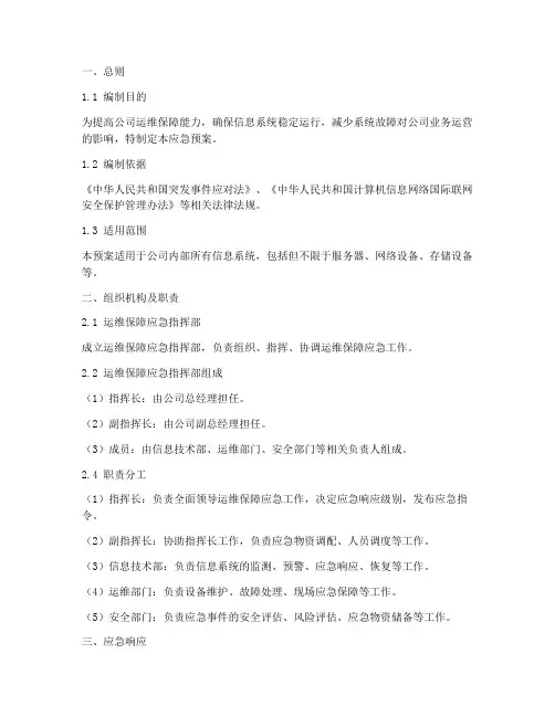 运维保障的应急预案