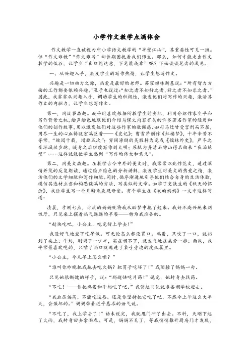 小学作文教学点滴体会