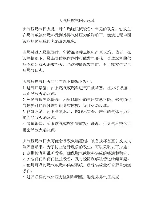 大气压燃气回火现象
