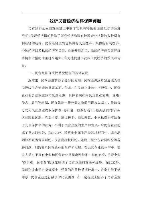 浅析民营经济法律保障问题.docx