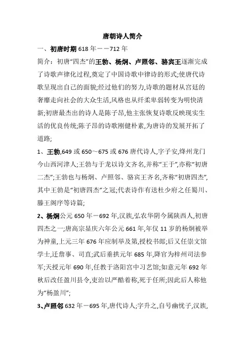 唐朝诗人简介