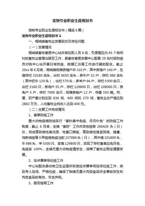 宠物专业职业生涯规划书