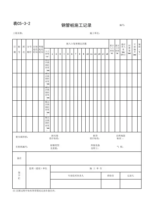 钢管桩施工记录