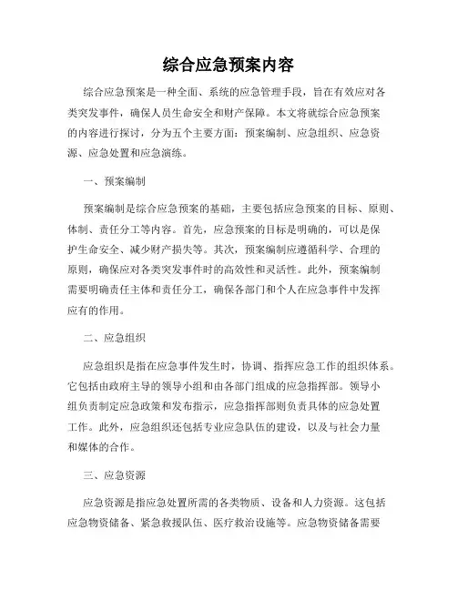 综合应急预案内容