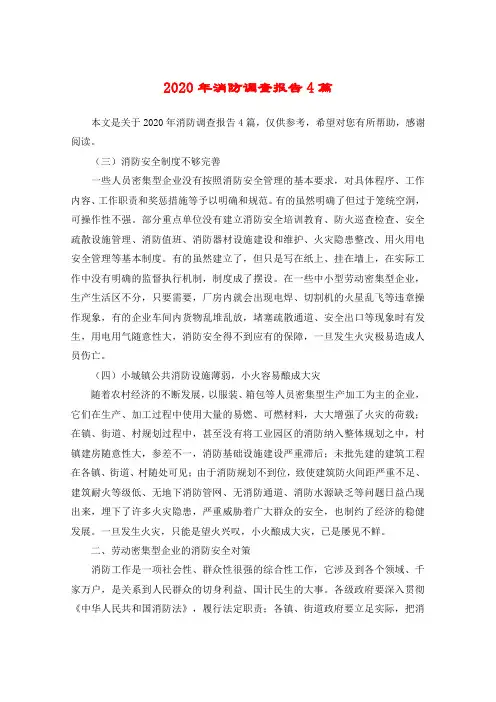 2020年消防调查报告4篇