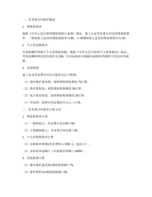 施工企业劳务费合同税率