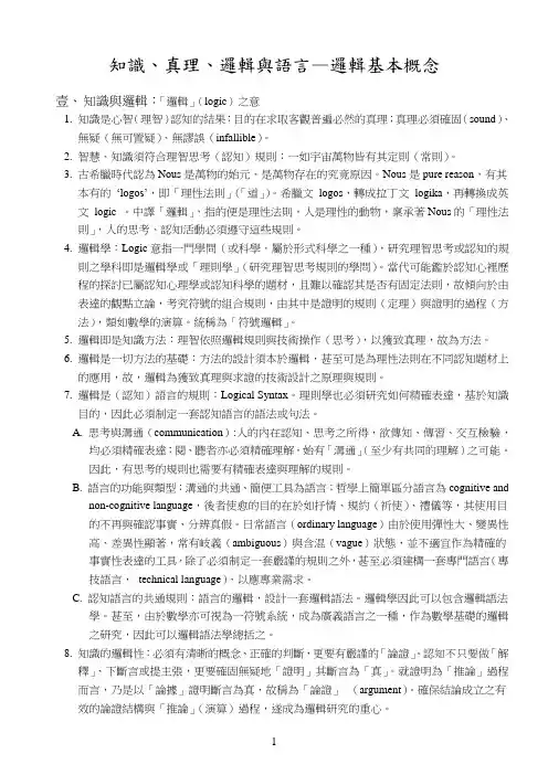 知识、真理、逻辑与语言—逻辑基本概念壹、知识与逻辑「逻辑」(logic
