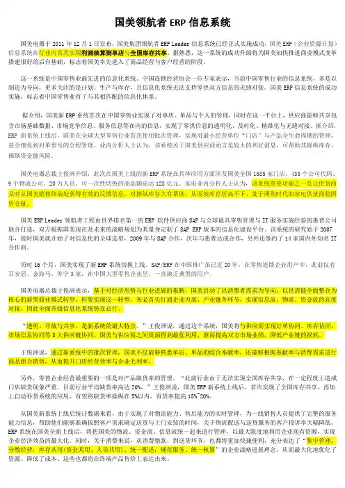 国美领航者ERP信息系统