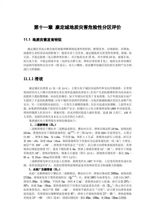 康定城地质灾害危险性分区评价