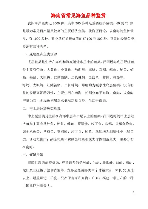 海南省常见海水鱼类品种鉴赏