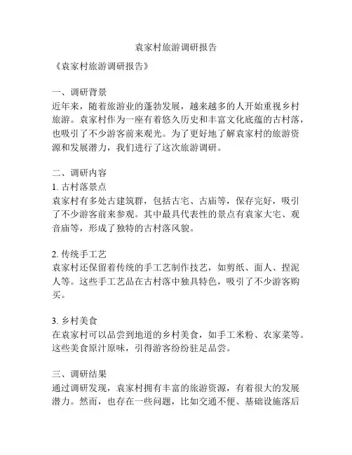 袁家村旅游调研报告