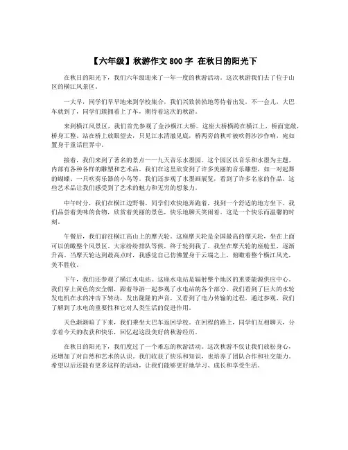 【六年级】秋游作文800字 在秋日的阳光下