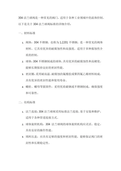 304法兰球阀标准