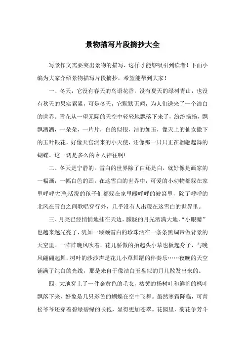 景物描写片段摘抄大全