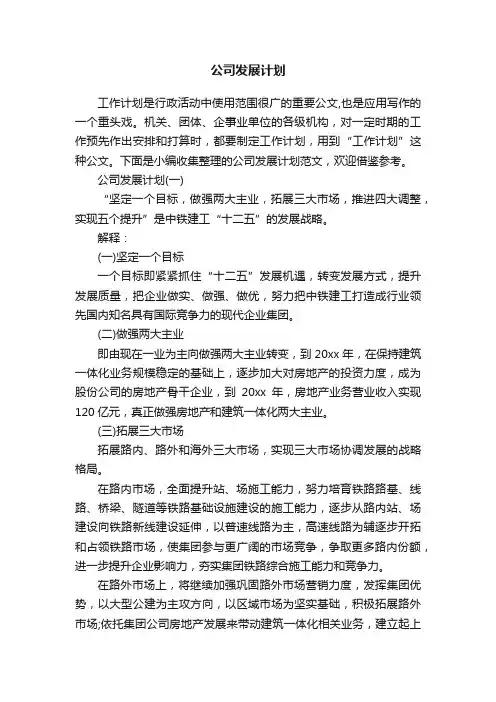 公司发展计划