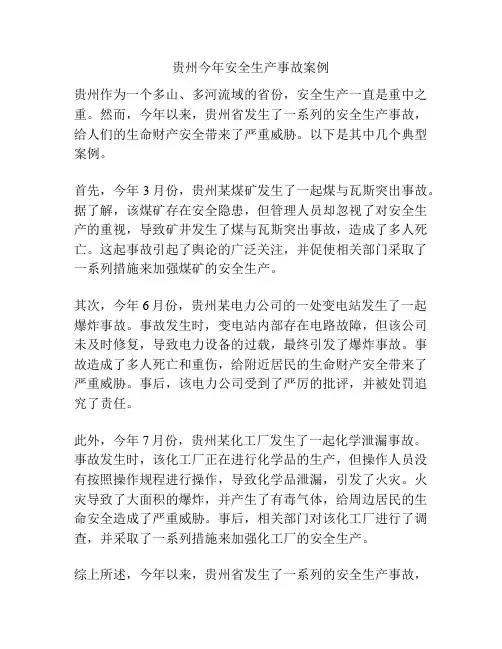 贵州今年安全生产事故案例