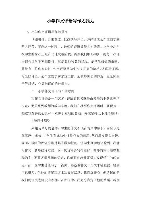 小学作文评语写作之我见