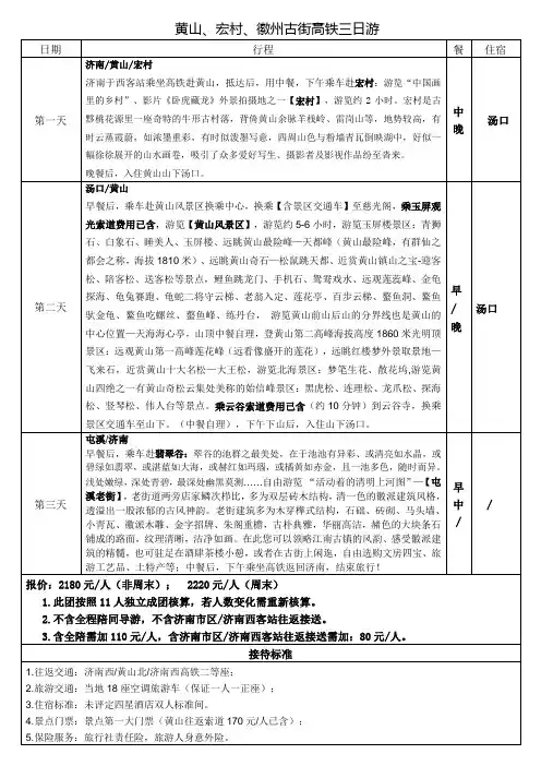 方案一  黄山、宏村、徽州古街高铁三日游