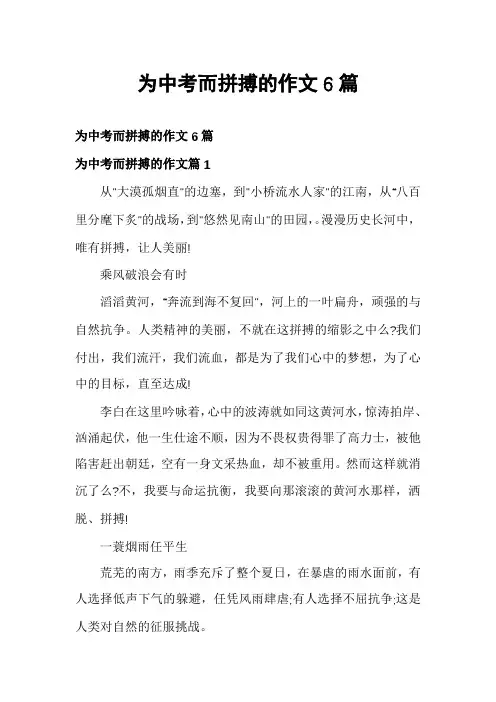 为中考而拼搏的作文6篇