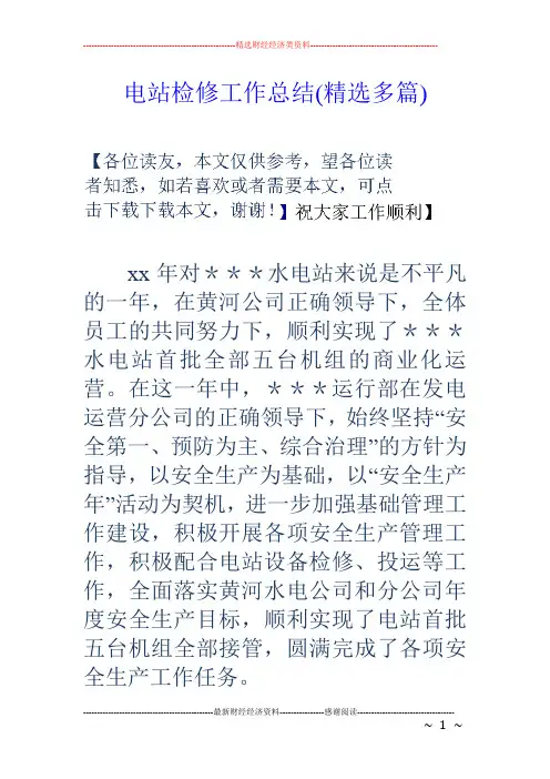 电站检修工作总结(精选多篇)