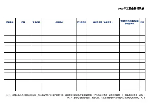 物业工程维修记录台账