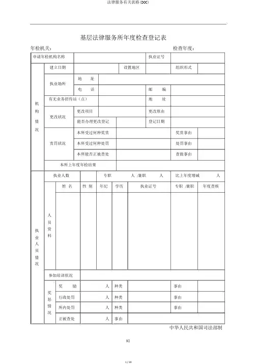 法律服务相关表格(DOC)