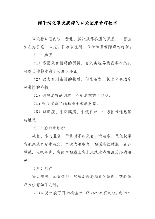 肉牛消化系统疾病的口炎临床诊疗技术