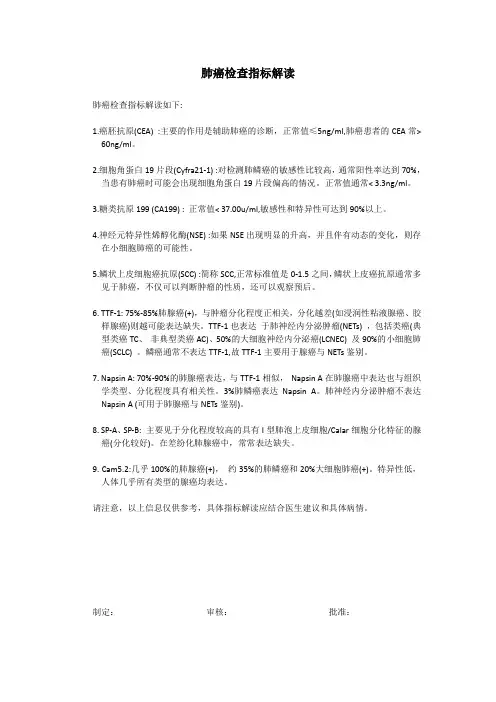 肺癌检查指标解读