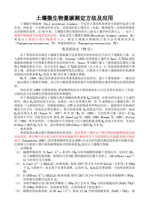 土壤微生物量碳测定方法