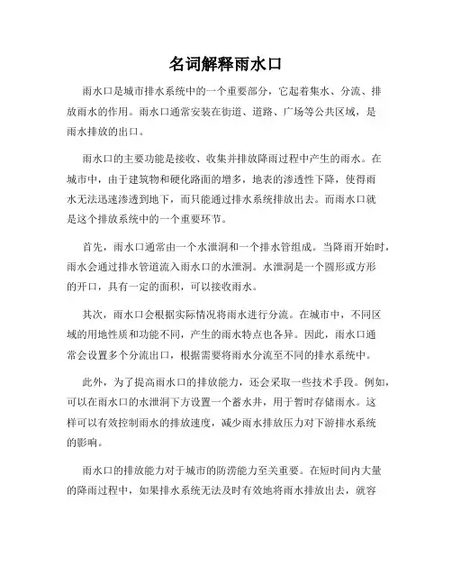 名词解释雨水口
