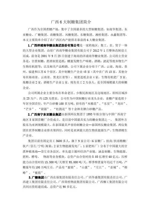 广西主要6大糖业集团简介