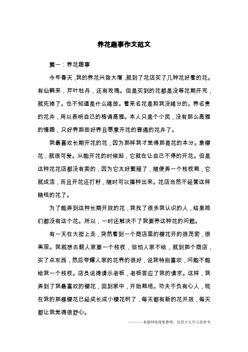 养花趣事作文范文