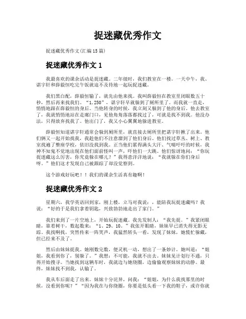 捉迷藏优秀作文