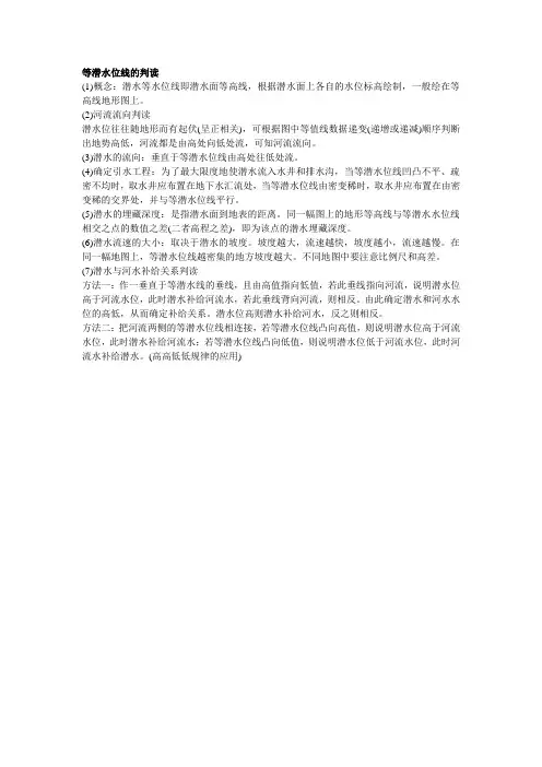 等潜水位线的判读