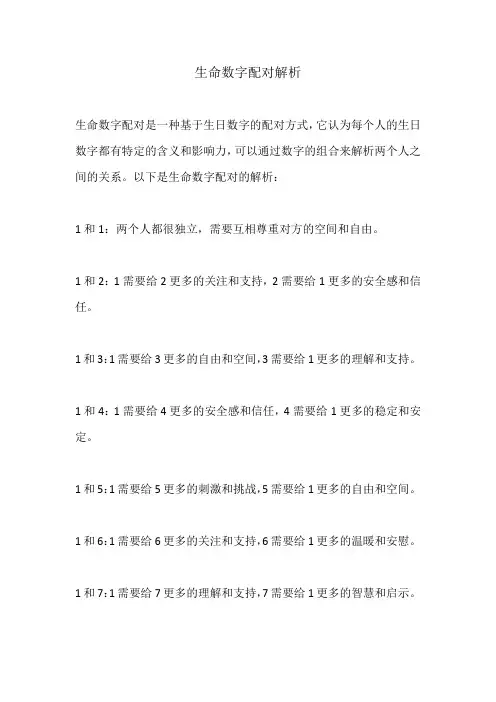 生命数字配对解析