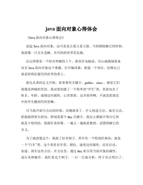 java面向对象心得体会
