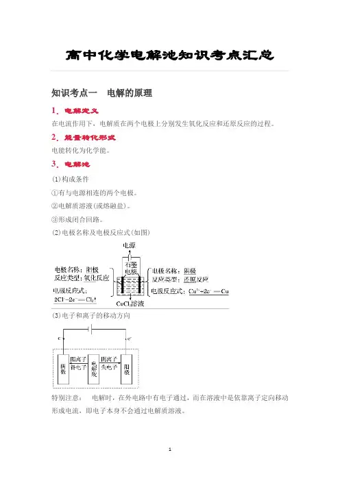 高中化学电解池知识考点汇总
